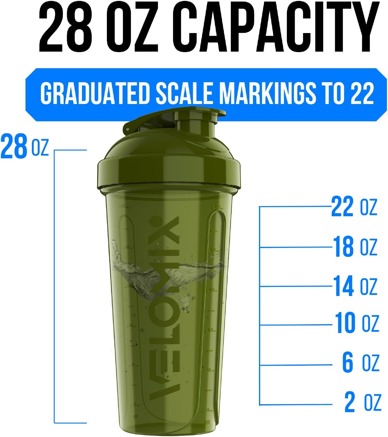 2 Pack- 28 oz Protein Shaker Bottles for Protein Mixes - 2x Wire Whisk | Leak Proof Shaker Cups for Protein Shakes | Protein Shaker Bottle Pack (Black/Transparent)