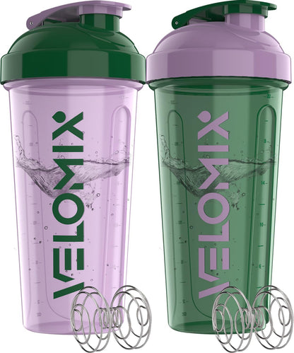 2 Pack- 28 oz Protein Shaker Bottles for Protein Mixes - 2x Wire Whisk | Leak Proof Shaker Cups for Protein Shakes | Protein Shaker Bottle Pack (Black/Transparent)