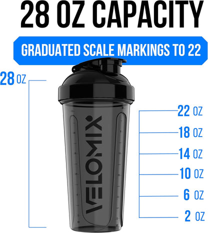 2 Pack- 28 oz Protein Shaker Bottles for Protein Mixes - 2x Wire Whisk | Leak Proof Shaker Cups for Protein Shakes | Protein Shaker Bottle Pack (Black/Transparent)