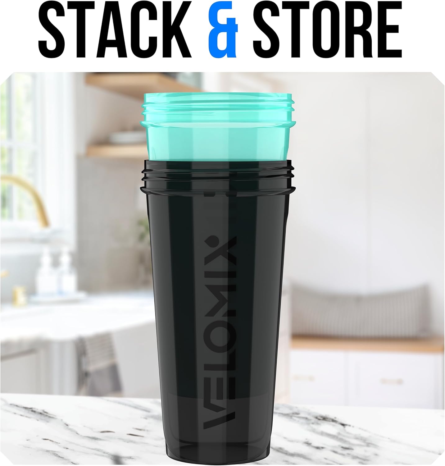 2 Pack- 28 oz Protein Shaker Bottles for Protein Mixes - 2x Wire Whisk | Leak Proof Shaker Cups for Protein Shakes | Protein Shaker Bottle Pack (Black/Transparent)