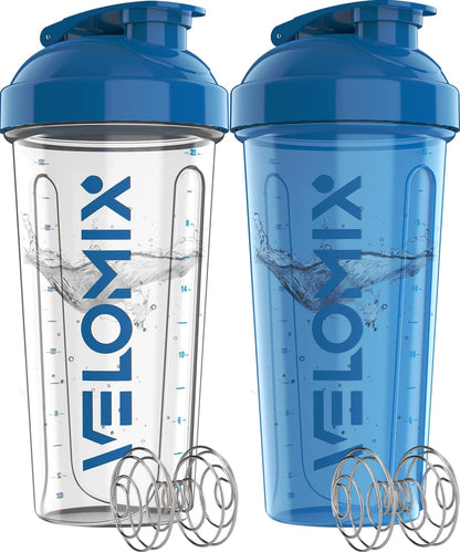 2 Pack- 28 oz Protein Shaker Bottles for Protein Mixes - 2x Wire Whisk | Leak Proof Shaker Cups for Protein Shakes | Protein Shaker Bottle Pack (Black/Transparent)