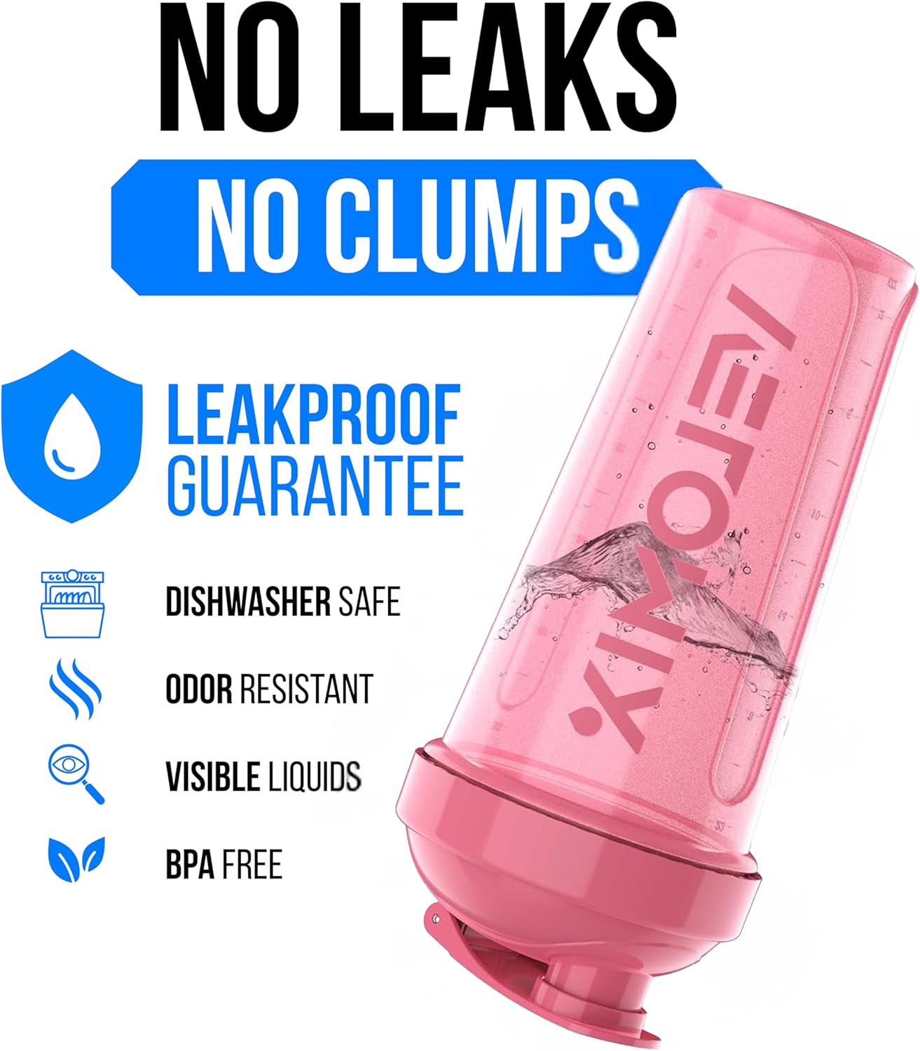 2 Pack- 28 oz Protein Shaker Bottles for Protein Mixes - 2x Wire Whisk | Leak Proof Shaker Cups for Protein Shakes | Protein Shaker Bottle Pack (Black/Transparent)