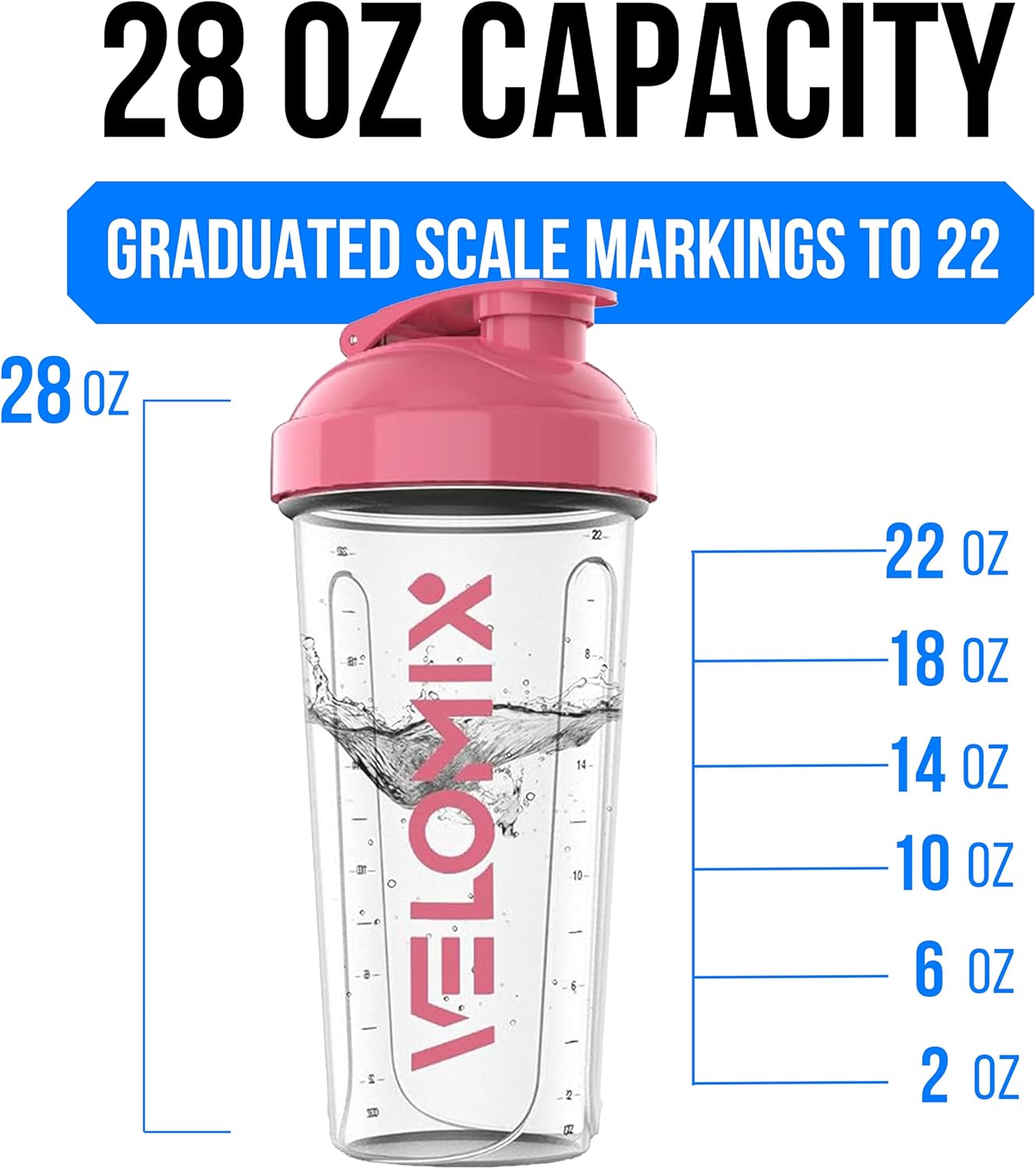 2 Pack- 28 oz Protein Shaker Bottles for Protein Mixes - 2x Wire Whisk | Leak Proof Shaker Cups for Protein Shakes | Protein Shaker Bottle Pack (Black/Transparent)