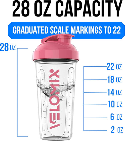 2 Pack- 28 oz Protein Shaker Bottles for Protein Mixes - 2x Wire Whisk | Leak Proof Shaker Cups for Protein Shakes | Protein Shaker Bottle Pack (Black/Transparent)
