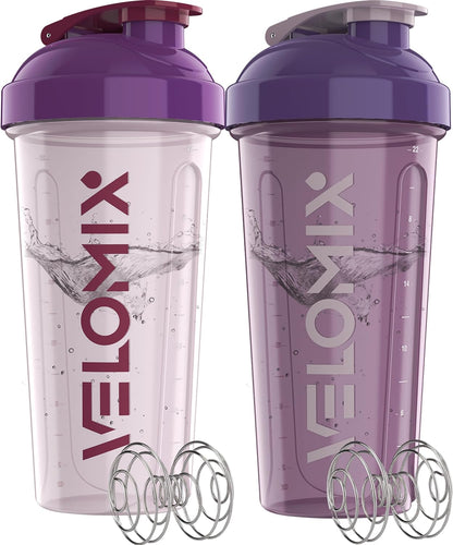 2 Pack- 28 oz Protein Shaker Bottles for Protein Mixes - 2x Wire Whisk | Leak Proof Shaker Cups for Protein Shakes | Protein Shaker Bottle Pack (Black/Transparent)
