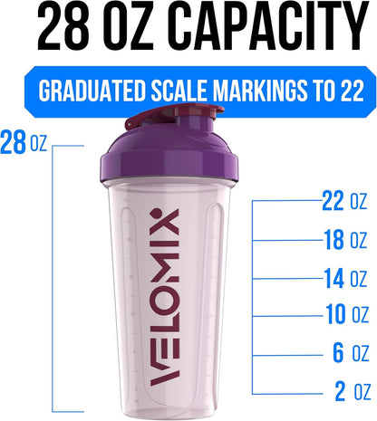 2 Pack- 28 oz Protein Shaker Bottles for Protein Mixes - 2x Wire Whisk | Leak Proof Shaker Cups for Protein Shakes | Protein Shaker Bottle Pack (Black/Transparent)