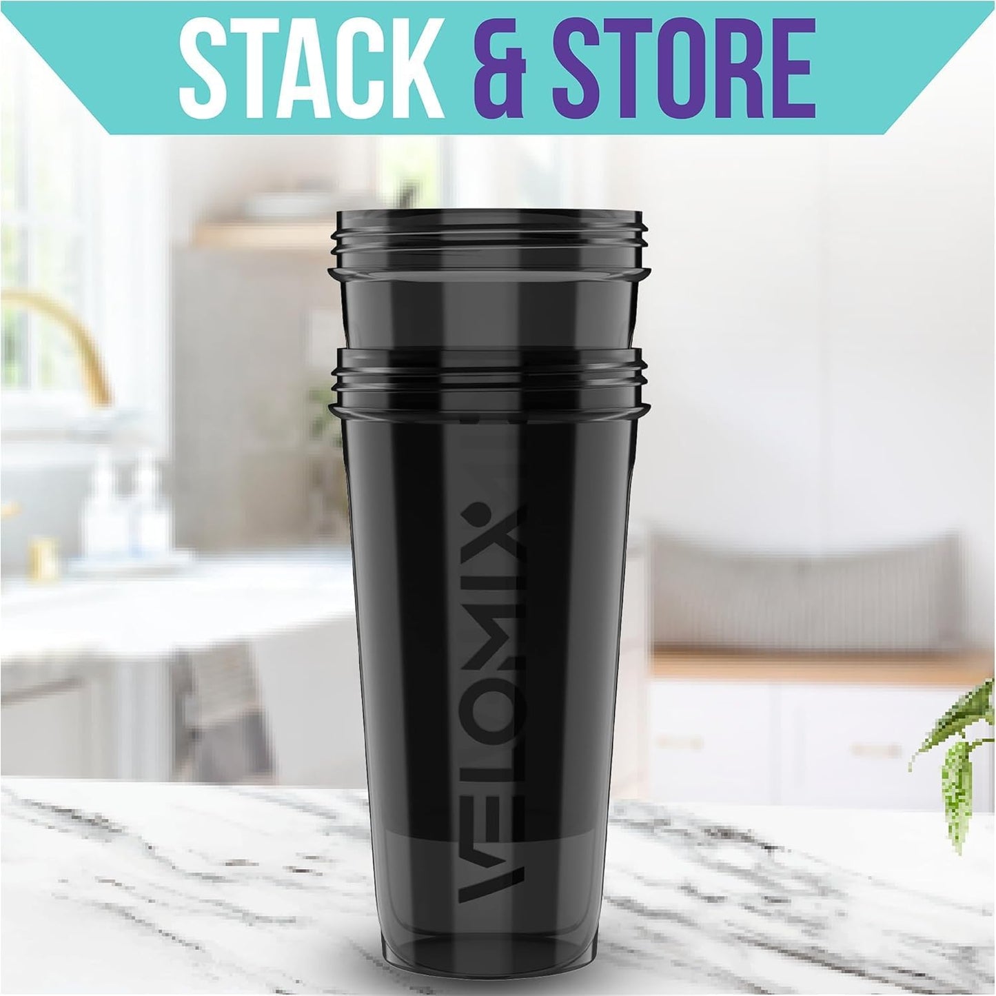 2 Pack- 28 oz Protein Shaker Bottles for Protein Mixes - 2x Wire Whisk | Leak Proof Shaker Cups for Protein Shakes | Protein Shaker Bottle Pack (Black/Transparent)