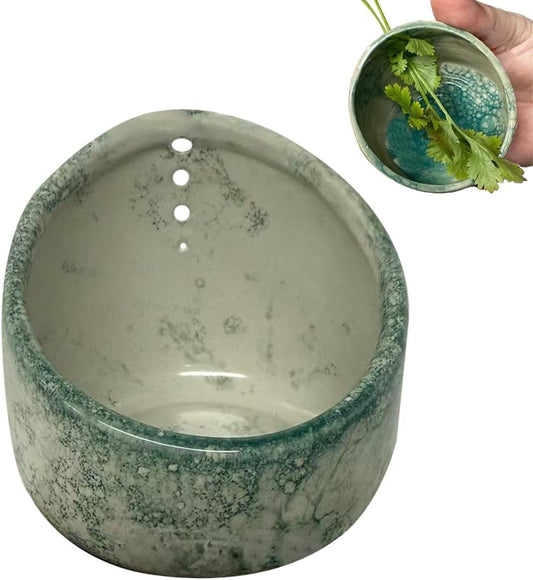 Pottery Herb Stripper Bowl, Upgrade Pottery Herb Stripper Cup Ceramic Herb Peeling Cup, Handmade Different Round Hole Sizes Suitable for Peeling Off The Leafy Assembly (A)