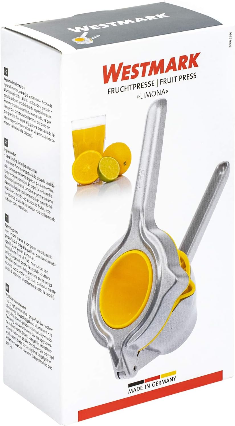 Limona - Fruit Squeezer, Heavy Duty Citrus Press, Manual Juicer for Lemon, Lime, Orange & Other Fruits with Aluminum Hand Press, Hand Held Fruit Juicer with Ergonomic Lever Design