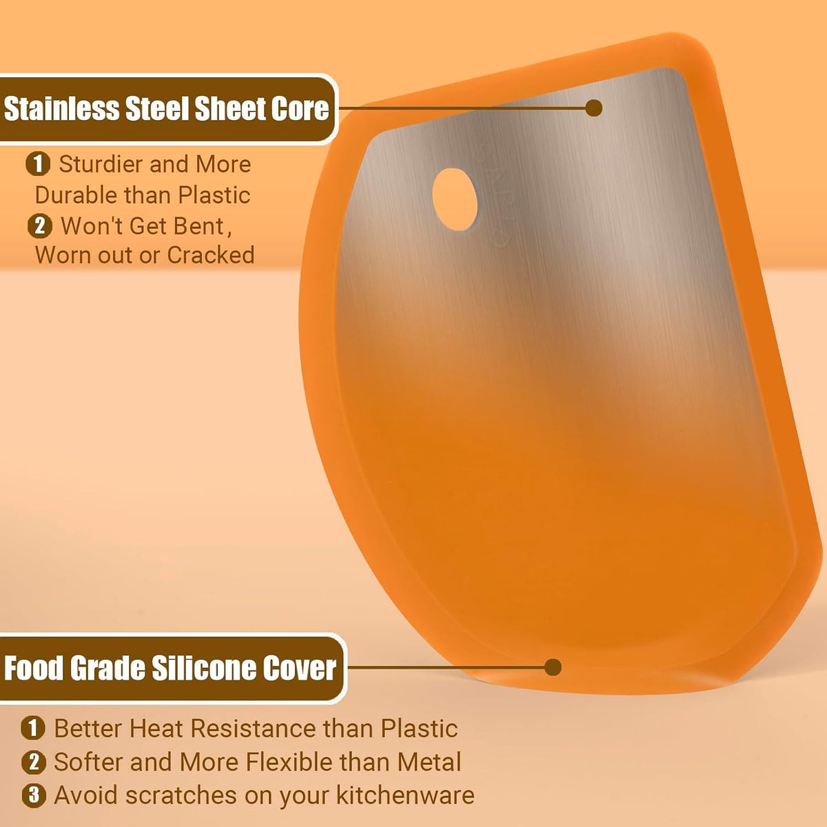 Silicone Dough Scraper with Metal Core Flexible Bowl Scraper Bread Baking