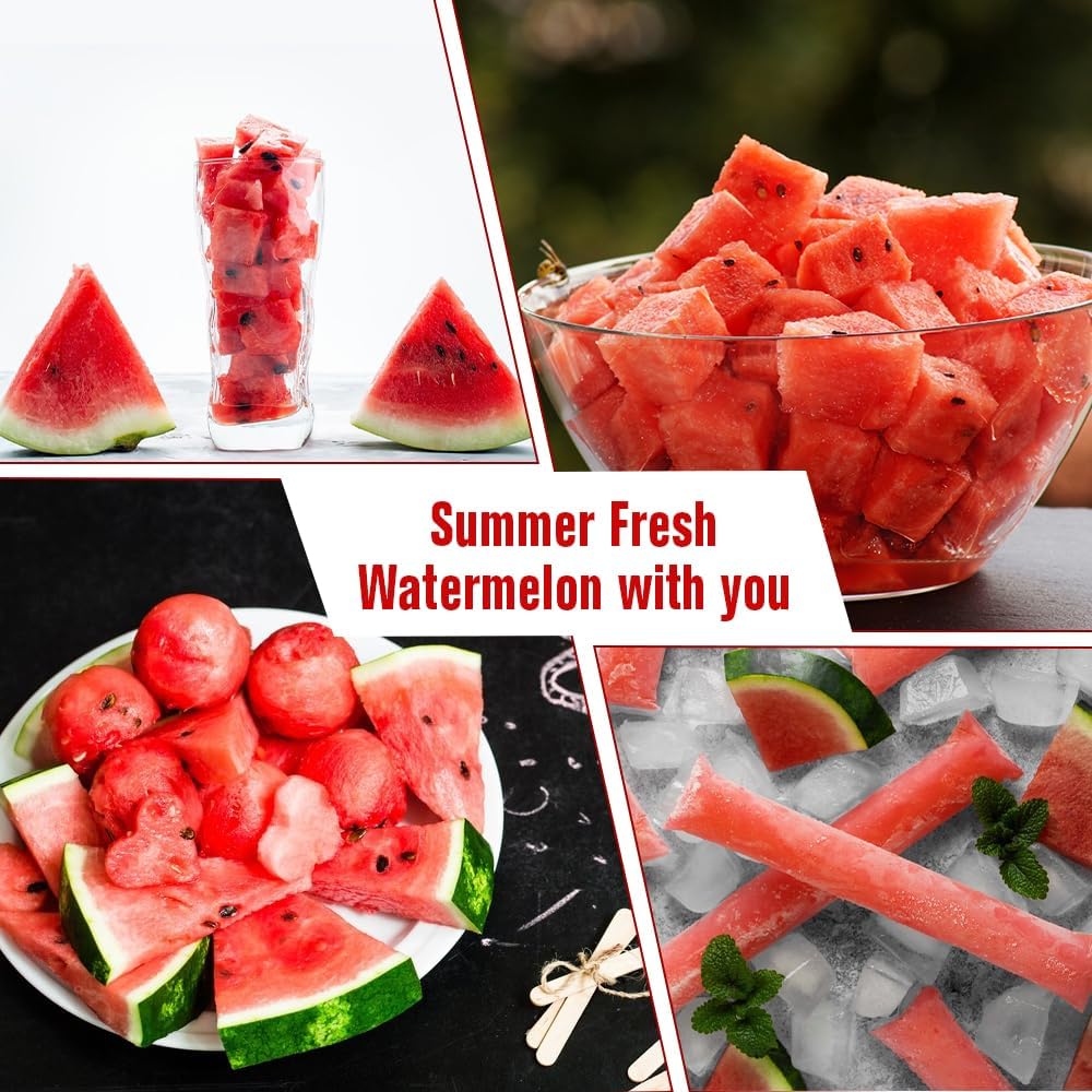 3-in-1 Watermelon Fork Slicer Cutter, 2025 New Stainless Steel Watermelon Popsicle Cutter Slicer Tool, Quickly Watermelon Fork Fruit Cutting Tool Fruit Cutters for Camping Kitchen Gadgets (Green)