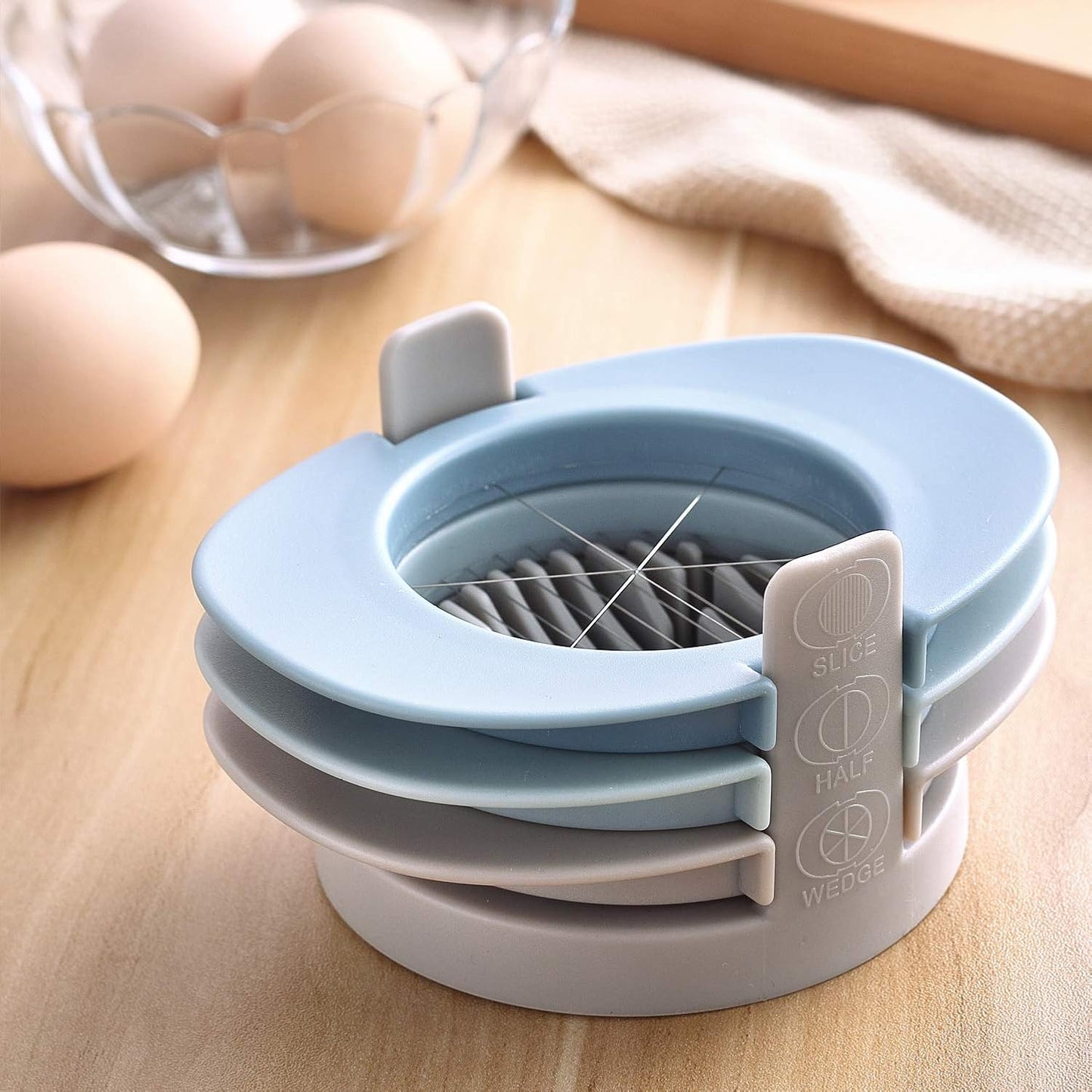 Strawberry Slicer/Cutter With Stainless Steel Cutting Wires for Hard Boiled Egg Slicer Multicolour