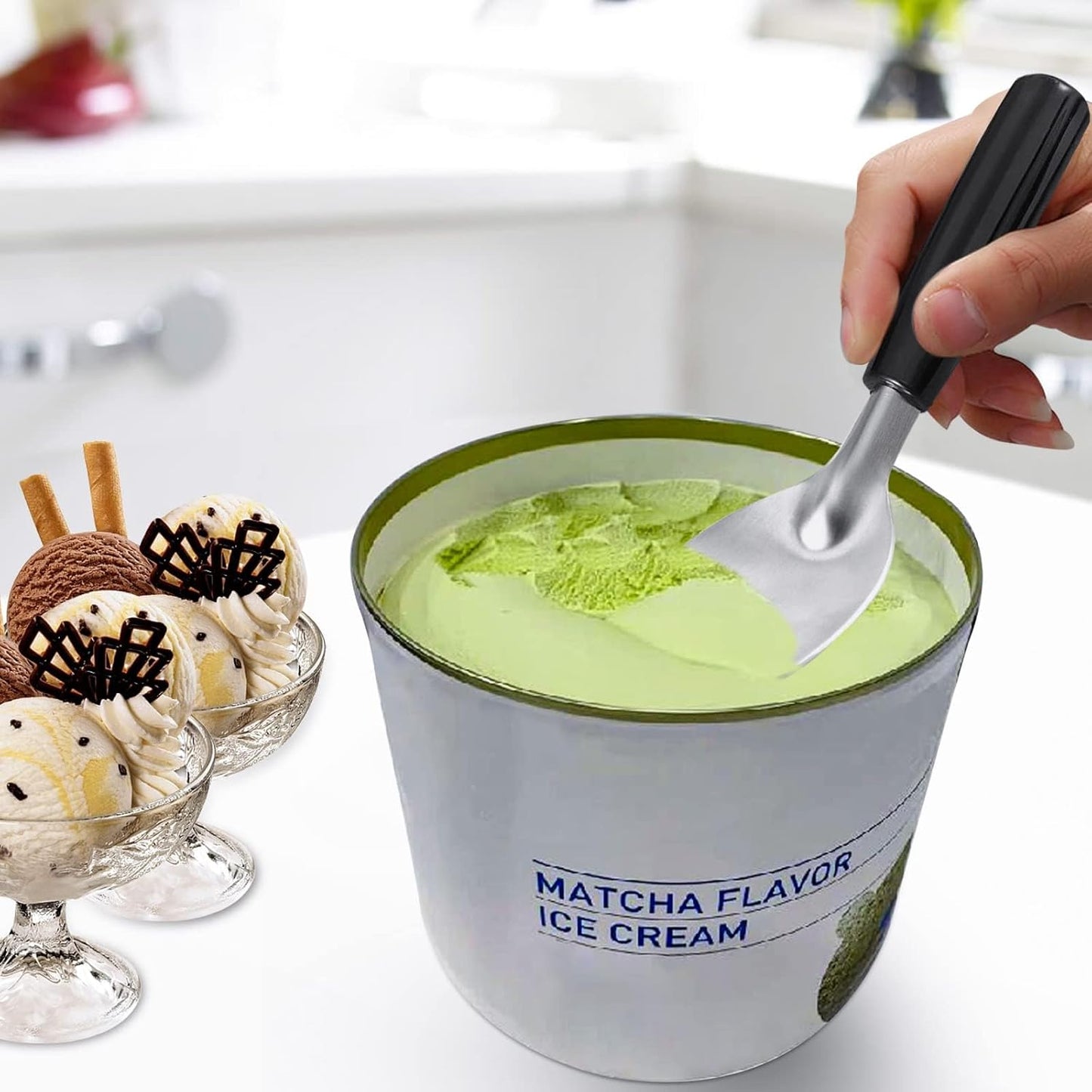 Ice Cream Spade - Stainless Steel Flat Ice Cream Paddle, Scooper for Hard or Creamy Dessert Spade Butter Cutter (1)