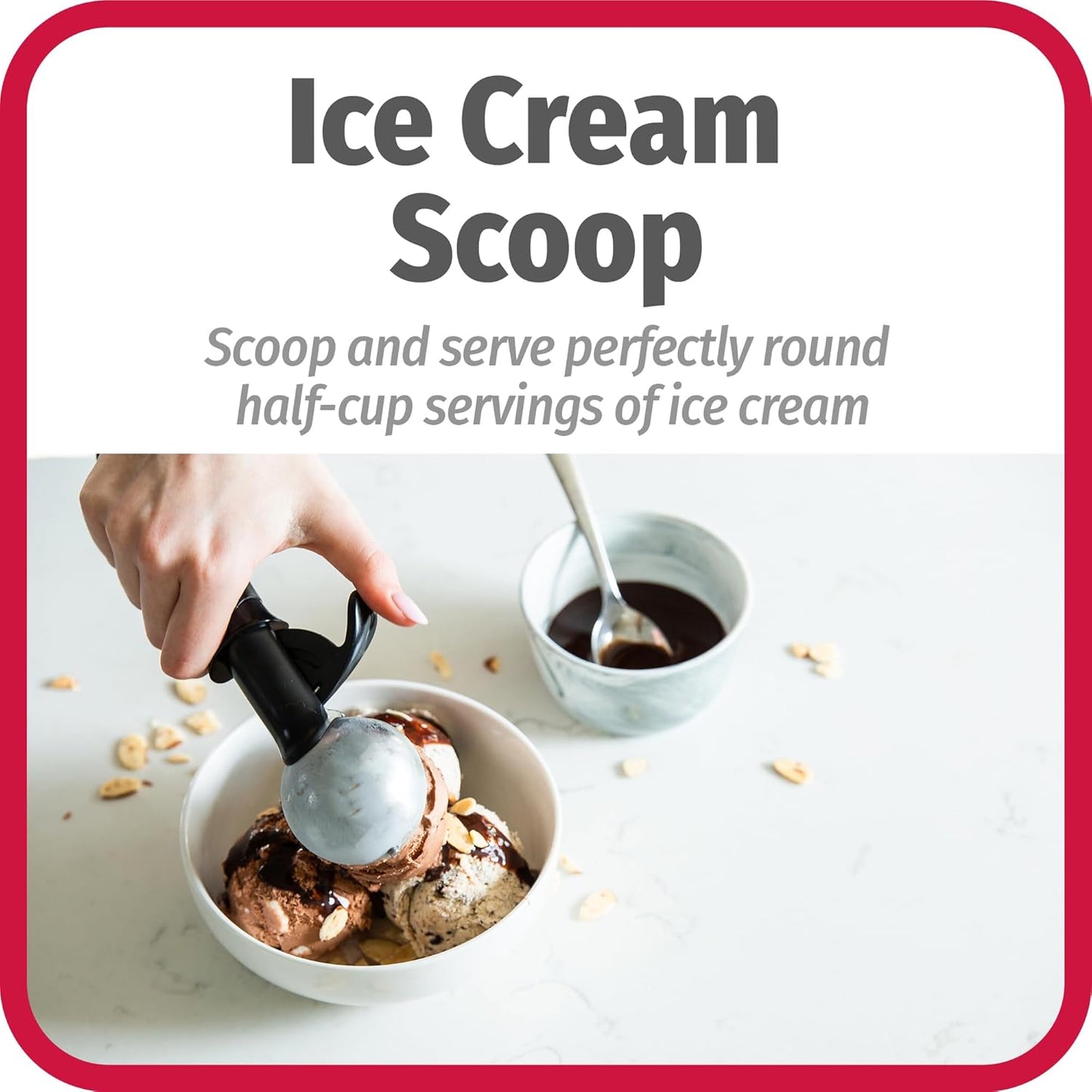 Deluxe Ice Cream Scoop with Trigger With Comfortable Grip & Easy-Release Lever Dishwasher Safe, 2-Ounce Scoop, Black