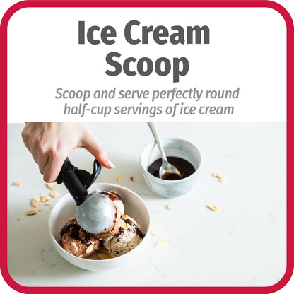 Deluxe Ice Cream Scoop with Trigger With Comfortable Grip & Easy-Release Lever Dishwasher Safe, 2-Ounce Scoop, Black