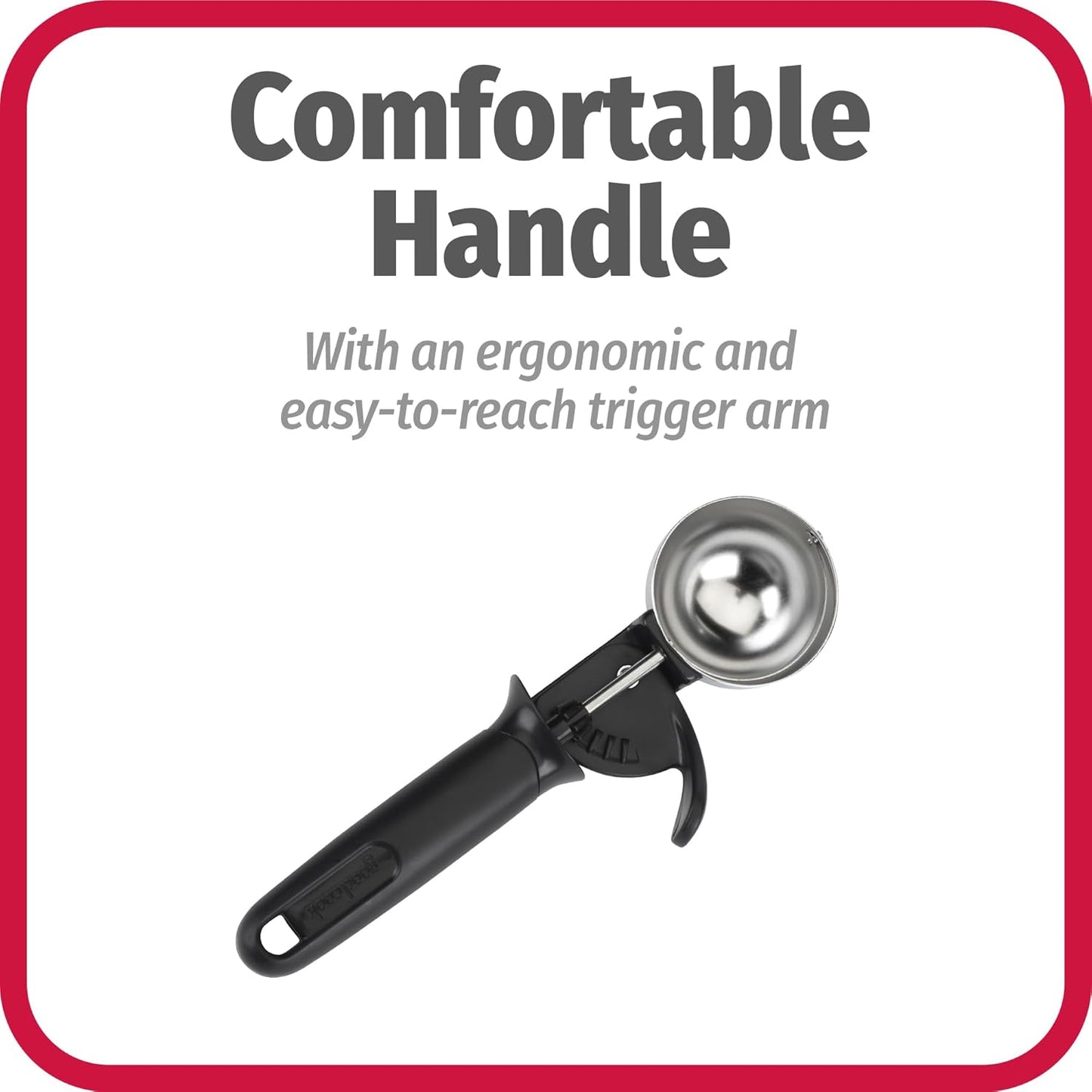 Deluxe Ice Cream Scoop with Trigger With Comfortable Grip & Easy-Release Lever Dishwasher Safe, 2-Ounce Scoop, Black