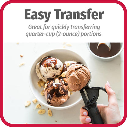 Deluxe Ice Cream Scoop with Trigger With Comfortable Grip & Easy-Release Lever Dishwasher Safe, 2-Ounce Scoop, Black