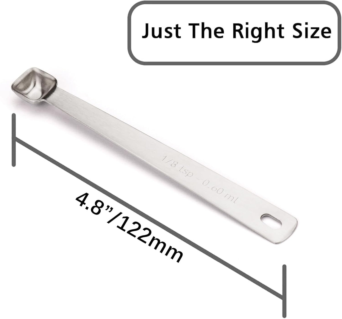 1PCS 1/8tsp(0.6ml) Tiny Measuring Spoon, Small Teaspoon for Tiny Amounts | High Precision, Food-Grade Stainless Steel, ‌Rust-Free, Dishwasher-Safe, Easy-Read Markings, Multi-Purpose, Sturdy & Durable