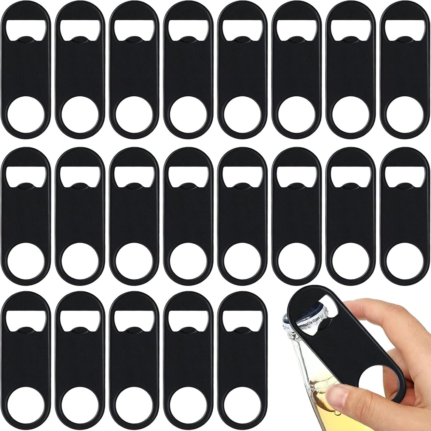 50 Pcs Bottle Openers Stainless Steel Flat Bottle Opener Bulk 3.4 x 1.3 Inches Bartender Beer Key Soda Can Mini Speed for Kitchen, Bar or Restaurant