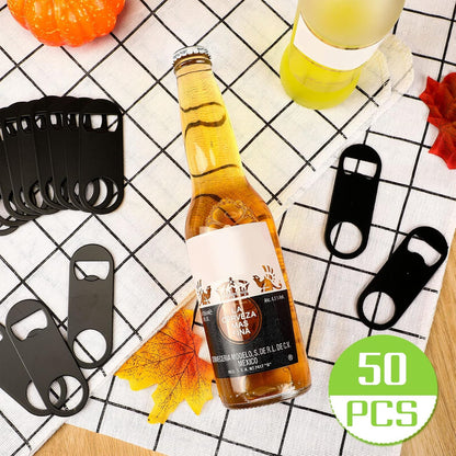 50 Pcs Bottle Openers Stainless Steel Flat Bottle Opener Bulk 3.4 x 1.3 Inches Bartender Beer Key Soda Can Mini Speed for Kitchen, Bar or Restaurant