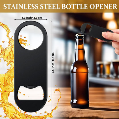50 Pcs Bottle Openers Stainless Steel Flat Bottle Opener Bulk 3.4 x 1.3 Inches Bartender Beer Key Soda Can Mini Speed for Kitchen, Bar or Restaurant