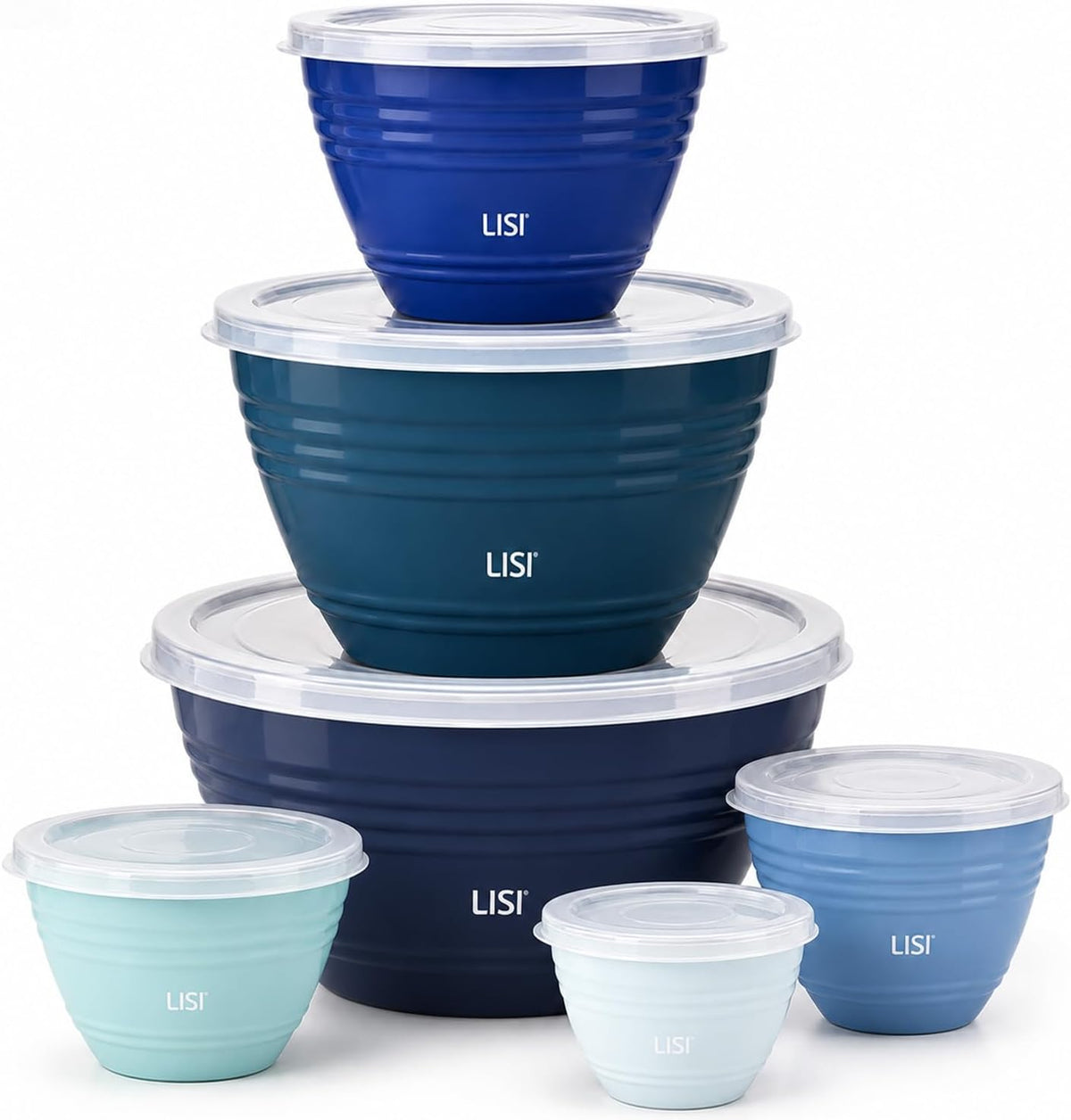 LISI 12-Piece Mixing Bowls Set, 6 Bowls with Clear Lids, Microwave Safe