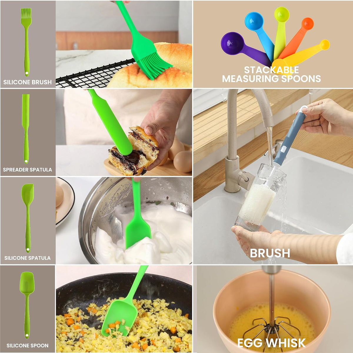LISI 12-Piece Mixing Bowls Set, 6 Bowls with Clear Lids, Microwave Safe