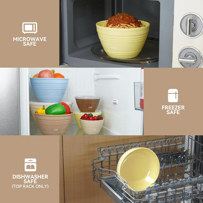 LISI 12-Piece Mixing Bowls Set, 6 Bowls with Clear Lids, Microwave Safe