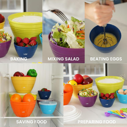 LISI 12-Piece Mixing Bowls Set, 6 Bowls with Clear Lids, Microwave Safe