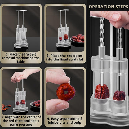 Cherry Pitter Tool, Multi Stoner Fruit Remover with Stainless Steel Rod, Dates Pitting Device for Red Dates, Hawthorn, Cherries, Jujubes