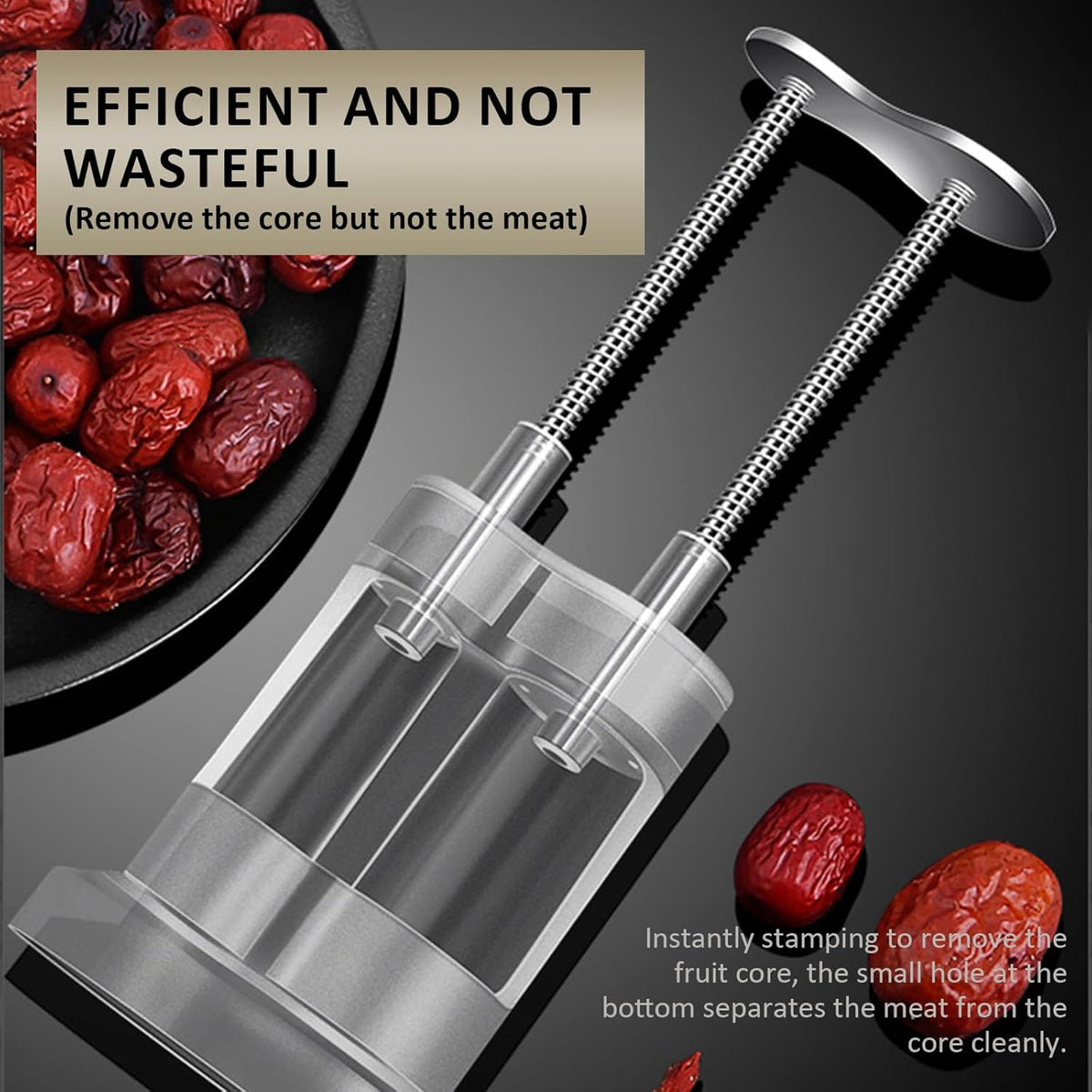 Cherry Pitter Tool, Multi Stoner Fruit Remover with Stainless Steel Rod, Dates Pitting Device for Red Dates, Hawthorn, Cherries, Jujubes