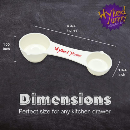 All in One Measuring Spoon for Dry & Liquid Ingredients for Preparing, Baking, Cooking - 4-in-One Kitchen Utensil has 1 Tablespoon, 1 Teaspoon, ½ Teaspoon, ¼ Teaspoon