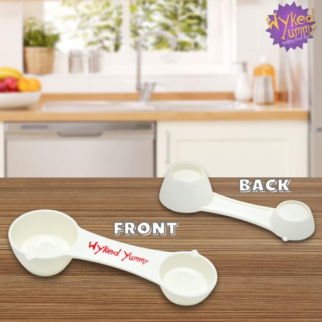 All in One Measuring Spoon for Dry & Liquid Ingredients for Preparing, Baking, Cooking - 4-in-One Kitchen Utensil has 1 Tablespoon, 1 Teaspoon, ½ Teaspoon, ¼ Teaspoon
