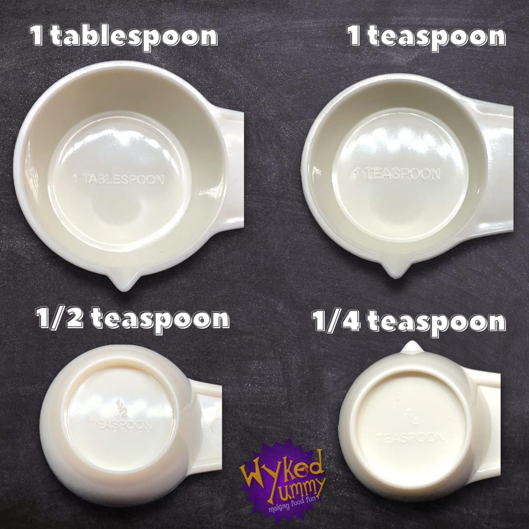 All in One Measuring Spoon for Dry & Liquid Ingredients for Preparing, Baking, Cooking - 4-in-One Kitchen Utensil has 1 Tablespoon, 1 Teaspoon, ½ Teaspoon, ¼ Teaspoon