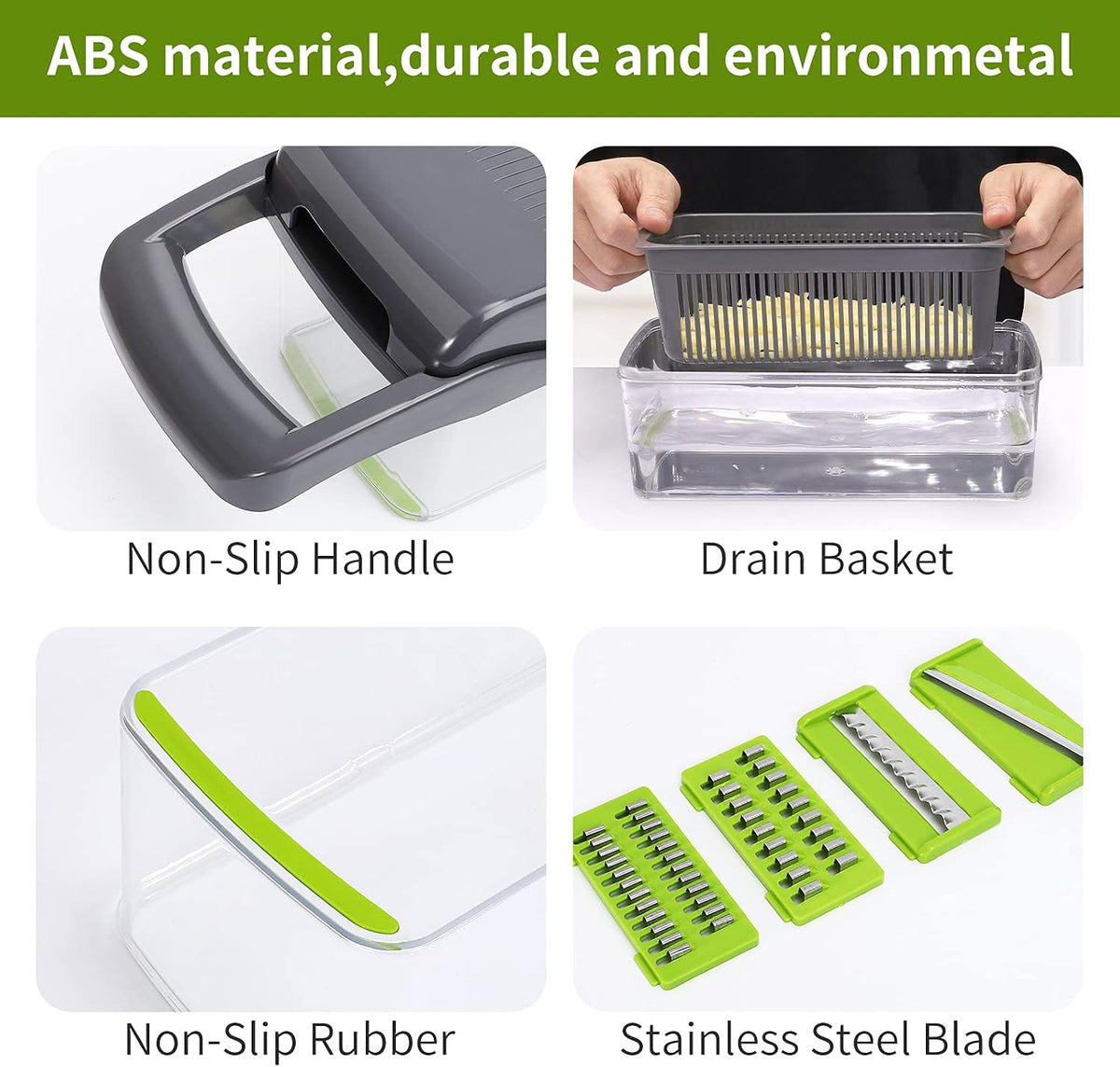 Vegetable Chopper, Multifunctional 13-in-1 Food Choppers Onion Chopper Vegetable Slicer Cutter Dicer Veggie chopper with 8 Blades,Colander Basket,Container for Salad Potato Carrot Garlic