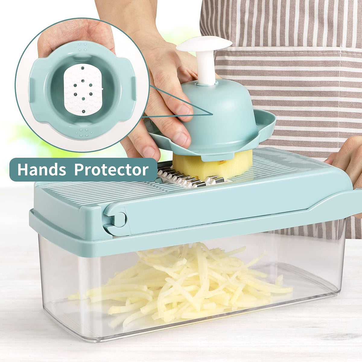 Vegetable Chopper, Multifunctional 13-in-1 Food Choppers Onion Chopper Vegetable Slicer Cutter Dicer Veggie chopper with 8 Blades,Colander Basket,Container for Salad Potato Carrot Garlic