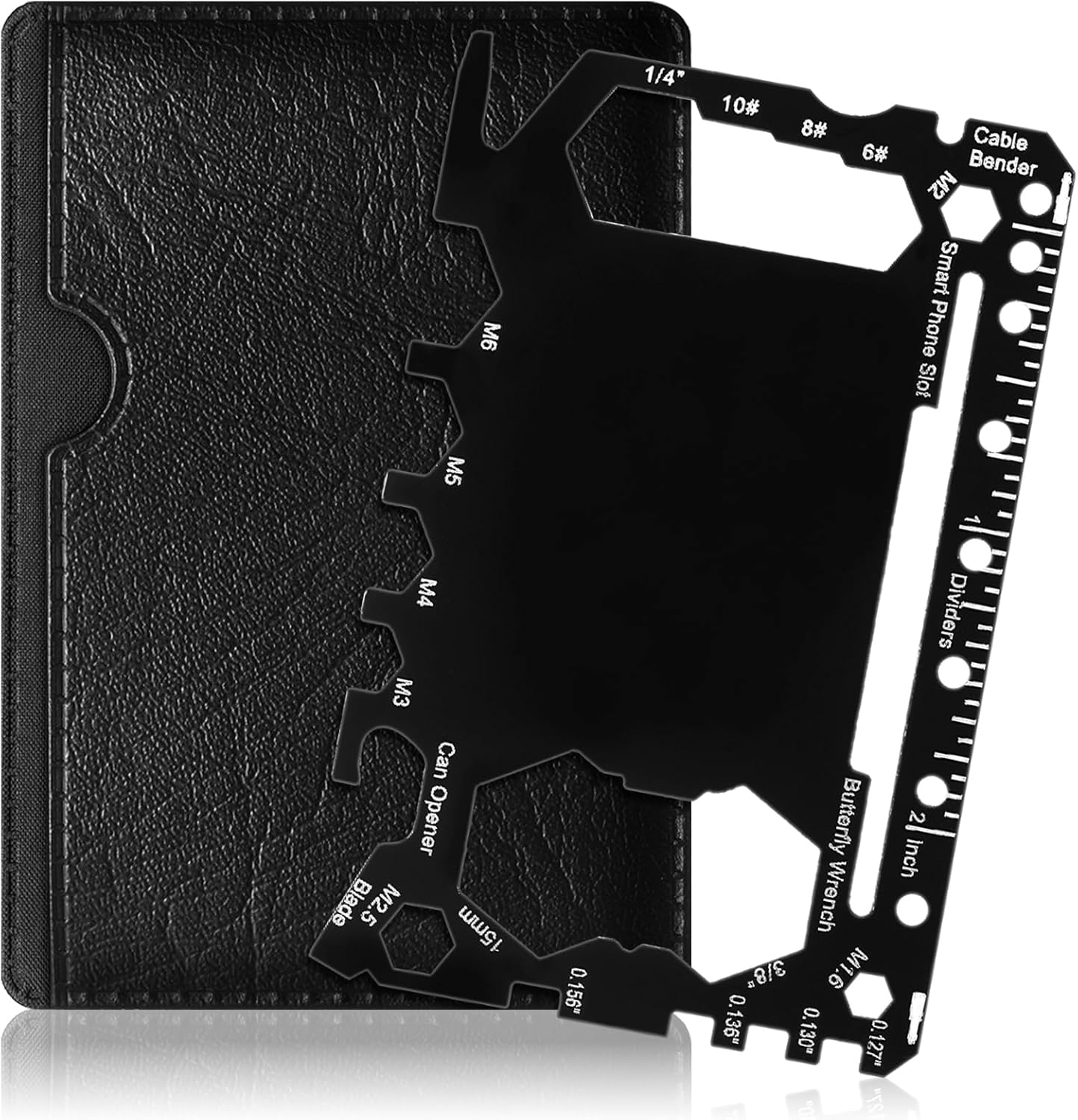 1 Pcs Credit Card Wallet Multitool 46 in 1 Metal Stainless Steel Survival Pocket Tool Bottle Opener Multipurpose Bulk for Fathers Day Dad Men Husband Birthday Gift, Black