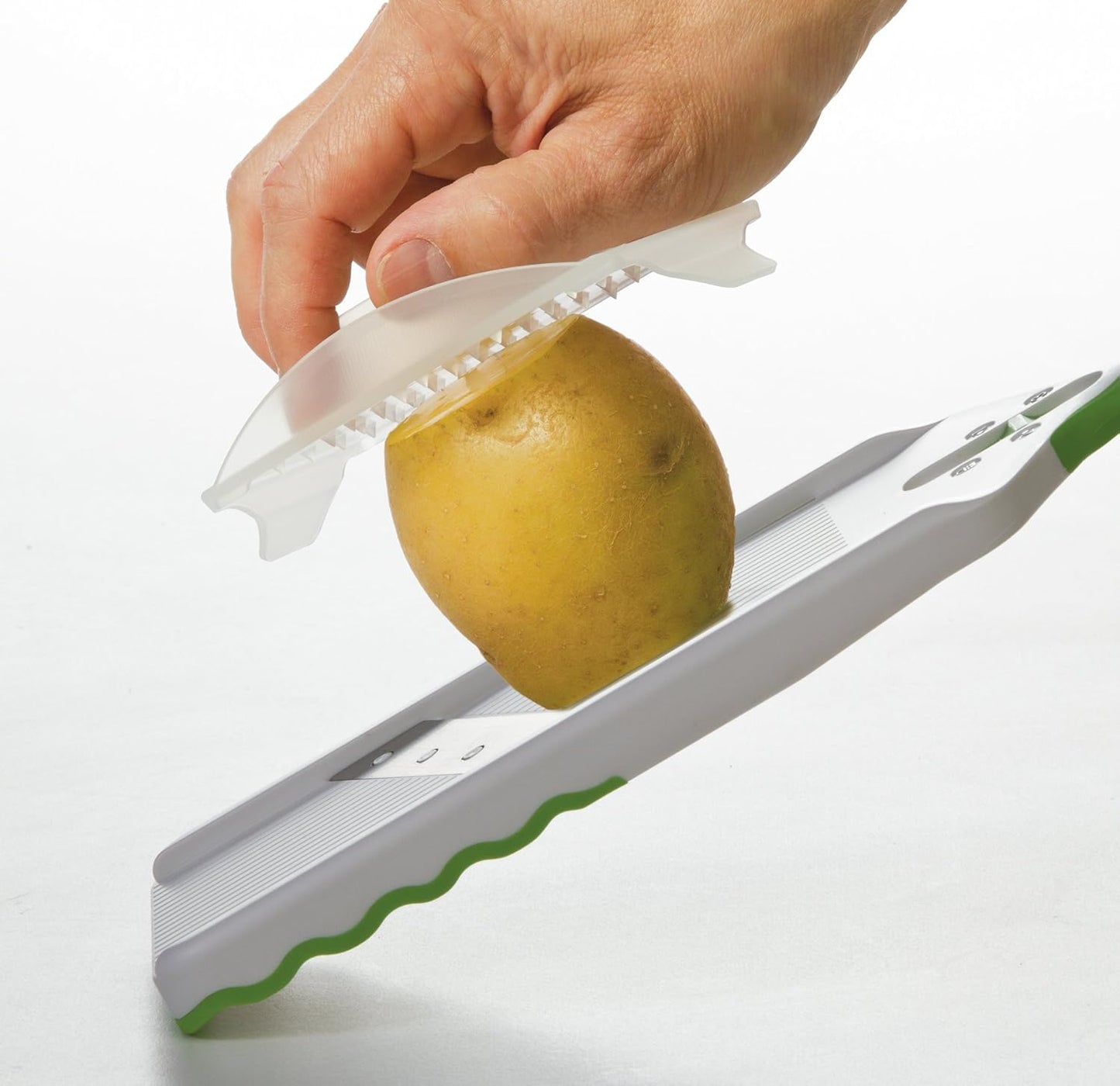 PrepSolutions Adjust-A-Slice Mandoline Slicer, Green – Adjustable Thickness, Perfect for Vegetables, Fruits, and More | Perfect for Vegetables, Fruits, and More, Includes Hand Guard and Non-Slip Base, Compact Space-Saving Design For Easy Storage