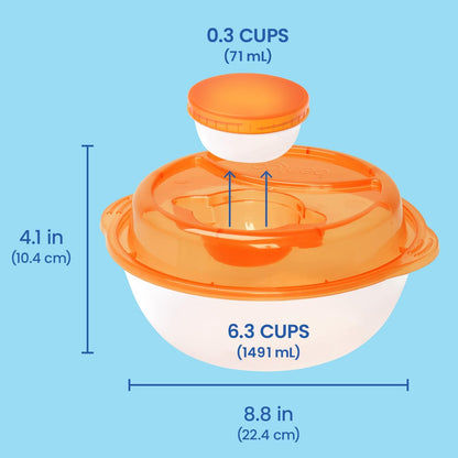 Easyboxes Salad-to-Go Containers - 8-Piece Set: 4 Bowls, Leak-Proof Dressing Cups Built-In & 4 Fitted Lids Seal in Freshness; Reusable/BPA-Free for Salad, Pasta, & Cereal (Classic)