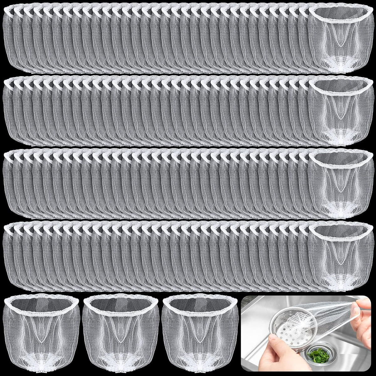 600 Pack Disposable Sink Drain Strainer Bags, Ultra Fine Mesh
