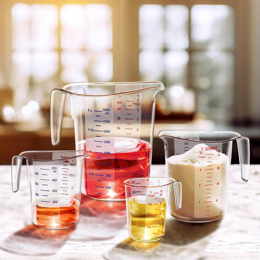 Melissa - Plastic Measuring Cups (5-Piece Set), Food-Grade Measuring Jugs, 1/2/4/8/16-Cup Capacity, Unbreakable, Stackable, Dishwasher-Safe, Great for Oil, Vinegar, Flour, and More