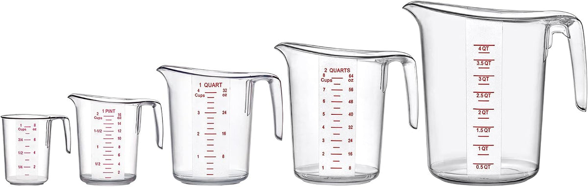 Melissa - Plastic Measuring Cups (5-Piece Set), Food-Grade Measuring Jugs, 1/2/4/8/16-Cup Capacity, Unbreakable, Stackable, Dishwasher-Safe, Great for Oil, Vinegar, Flour, and More