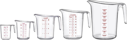 Melissa - Plastic Measuring Cups (5-Piece Set), Food-Grade Measuring Jugs, 1/2/4/8/16-Cup Capacity, Unbreakable, Stackable, Dishwasher-Safe, Great for Oil, Vinegar, Flour, and More