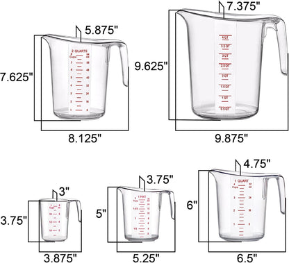 Melissa - Plastic Measuring Cups (5-Piece Set), Food-Grade Measuring Jugs, 1/2/4/8/16-Cup Capacity, Unbreakable, Stackable, Dishwasher-Safe, Great for Oil, Vinegar, Flour, and More