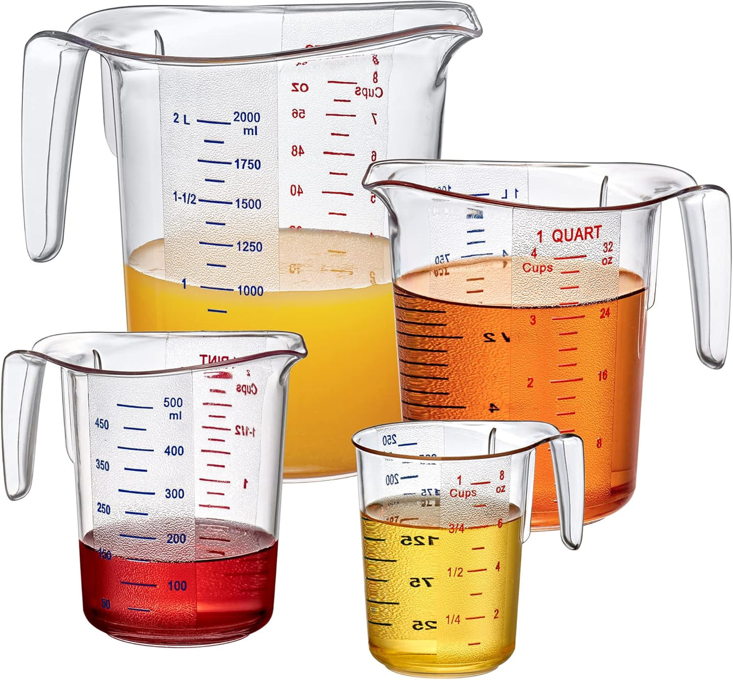 Melissa - Plastic Measuring Cups (5-Piece Set), Food-Grade Measuring Jugs, 1/2/4/8/16-Cup Capacity, Unbreakable, Stackable, Dishwasher-Safe, Great for Oil, Vinegar, Flour, and More