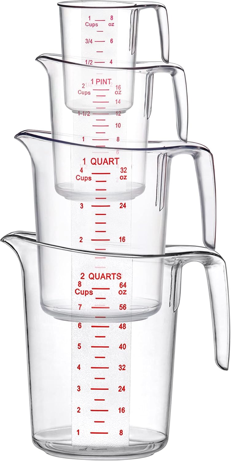 Melissa - Plastic Measuring Cups (5-Piece Set), Food-Grade Measuring Jugs, 1/2/4/8/16-Cup Capacity, Unbreakable, Stackable, Dishwasher-Safe, Great for Oil, Vinegar, Flour, and More