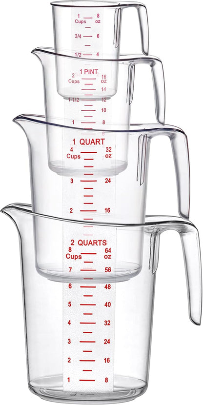 Melissa - Plastic Measuring Cups (5-Piece Set), Food-Grade Measuring Jugs, 1/2/4/8/16-Cup Capacity, Unbreakable, Stackable, Dishwasher-Safe, Great for Oil, Vinegar, Flour, and More