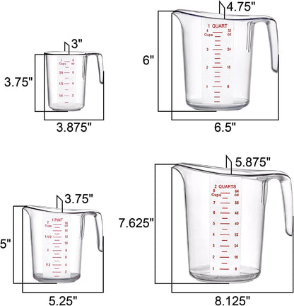 Melissa - Plastic Measuring Cups (5-Piece Set), Food-Grade Measuring Jugs, 1/2/4/8/16-Cup Capacity, Unbreakable, Stackable, Dishwasher-Safe, Great for Oil, Vinegar, Flour, and More