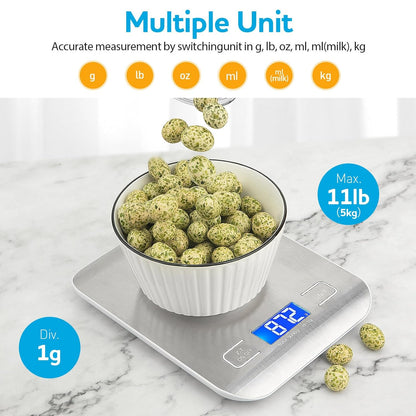 Food Scale, Kitchen Scale, Weight Scale Grams and Ounces | Weight Scale Grams and Ounces, For Weight Loss, Baking, Cooking, Keto and Meal Prep, LCD Display, 304 Stainless Steel