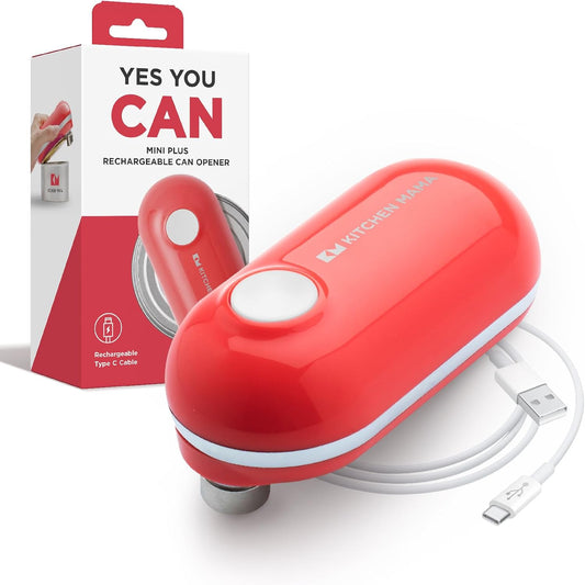 Mini Plus Rechargeable Electric Can Opener, Red | USB-C Charging, Hands-Free Auto Stop, Cordless Smooth Edge, Compact for Travel, Perfect for Seniors with Arthritis